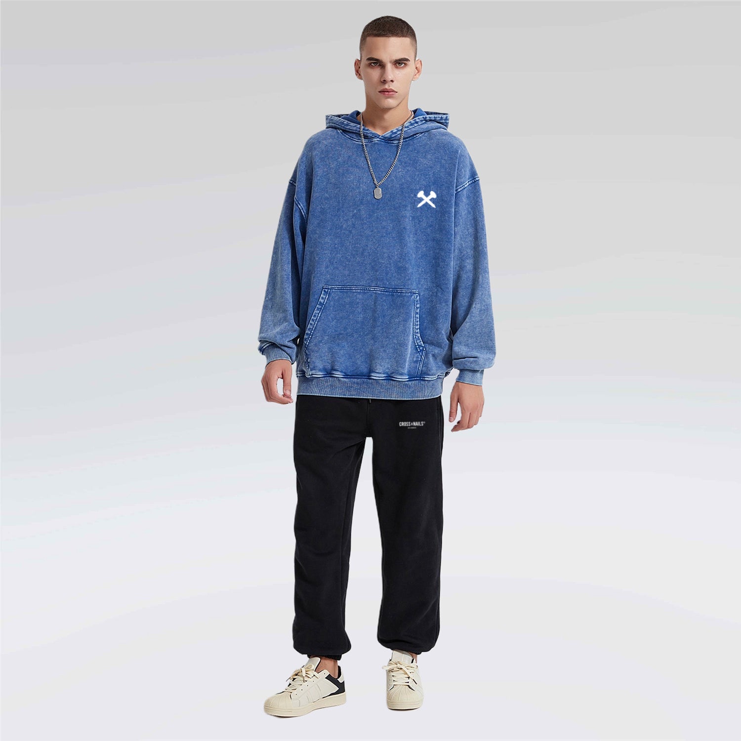 7O7 Acid Wash Oversize Hoodie - Crossxnails Weargood