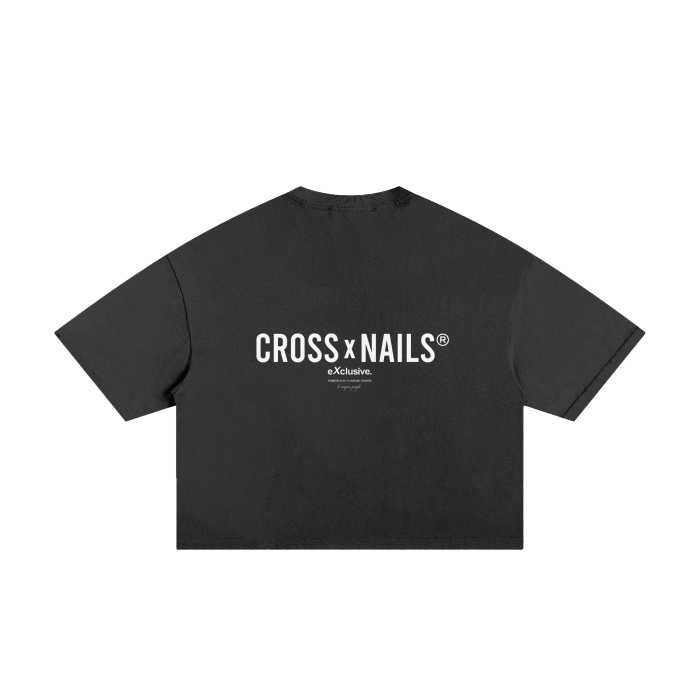 Crossxnails® Frayed Boxy Tee - Unisex Cotton Streetwear Tee