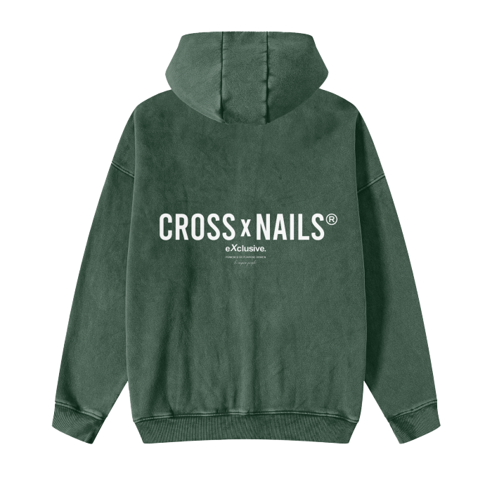 Crossxnails Weargood Acid Washed Zip Fleece  Hoodie Jacket